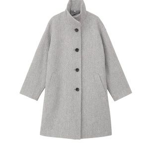 Muji Grey Wool Mixed Dobby Coat